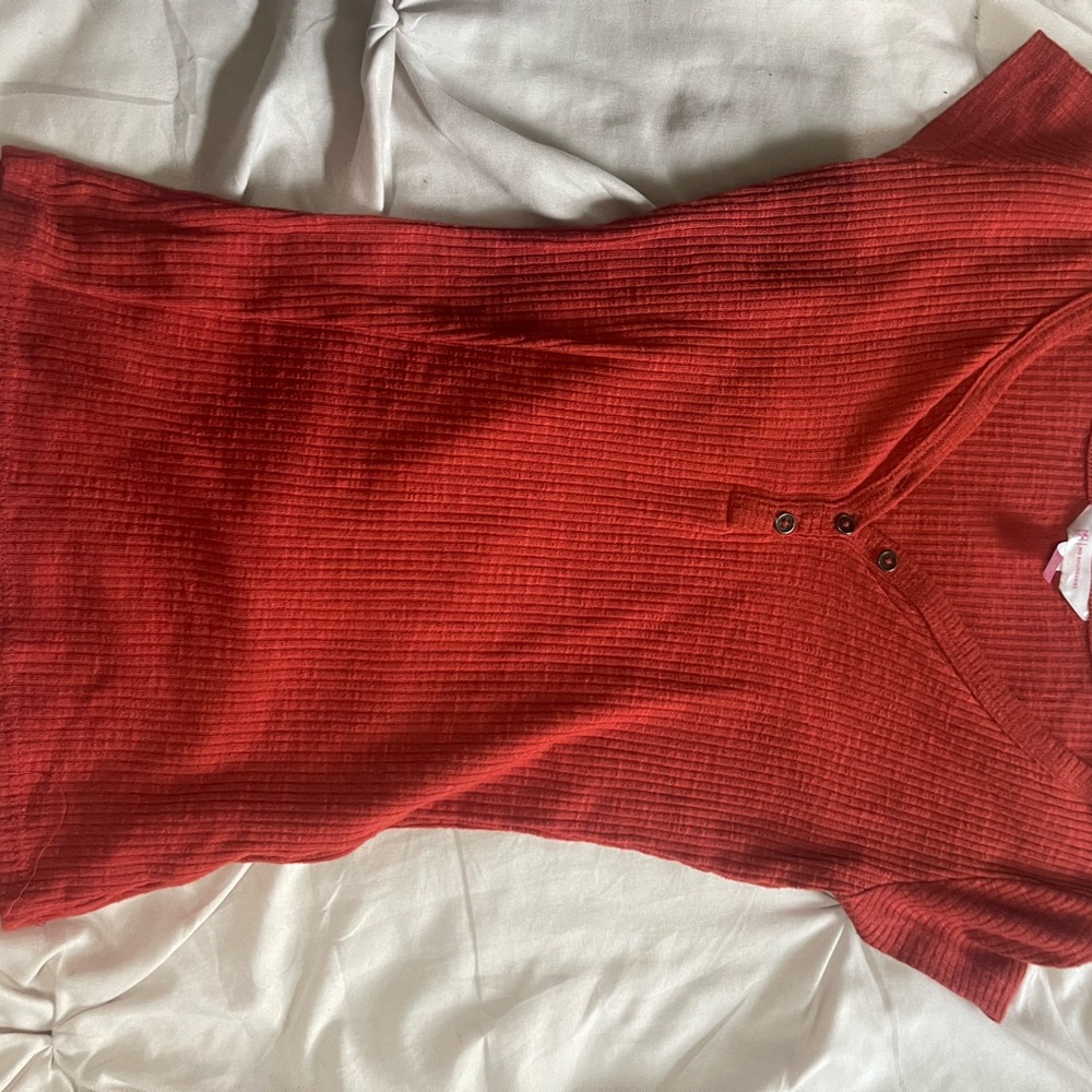 No Boundaries Red Ribbed Polo Blouse